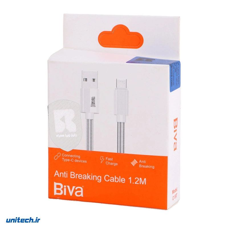 کابل تایپ سی فست شارژ 3 آمپر بیوا C19T طول 1.2 متر1